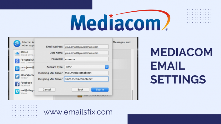 Steps Mediacom Email POP3, IMAP And SMTP Settings