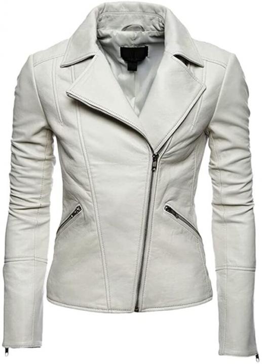 Women’s White Slim Fit Biker Leather Jacket