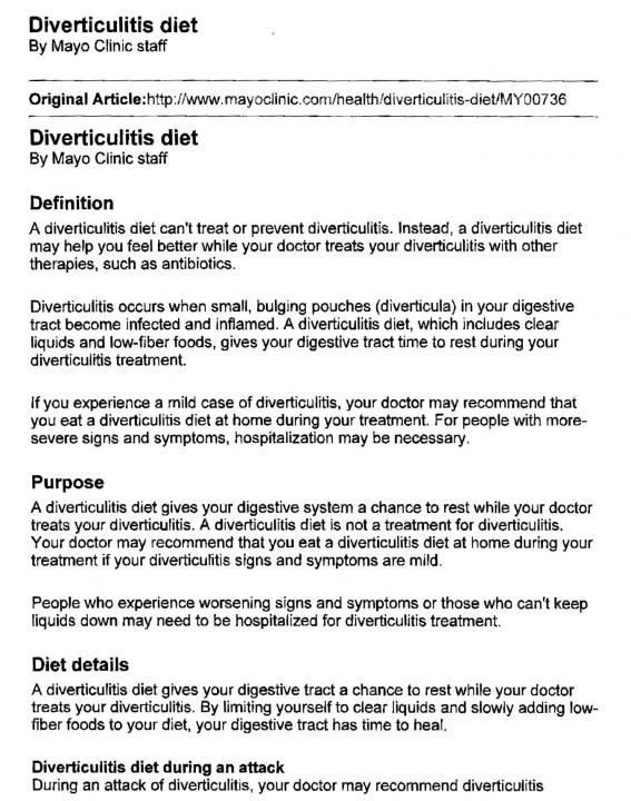 [PDF] Diverticulitis Diet