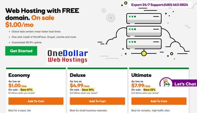 Godaddy $1 Web Hosting | One Dollar Web Hosting , Free Domain Re